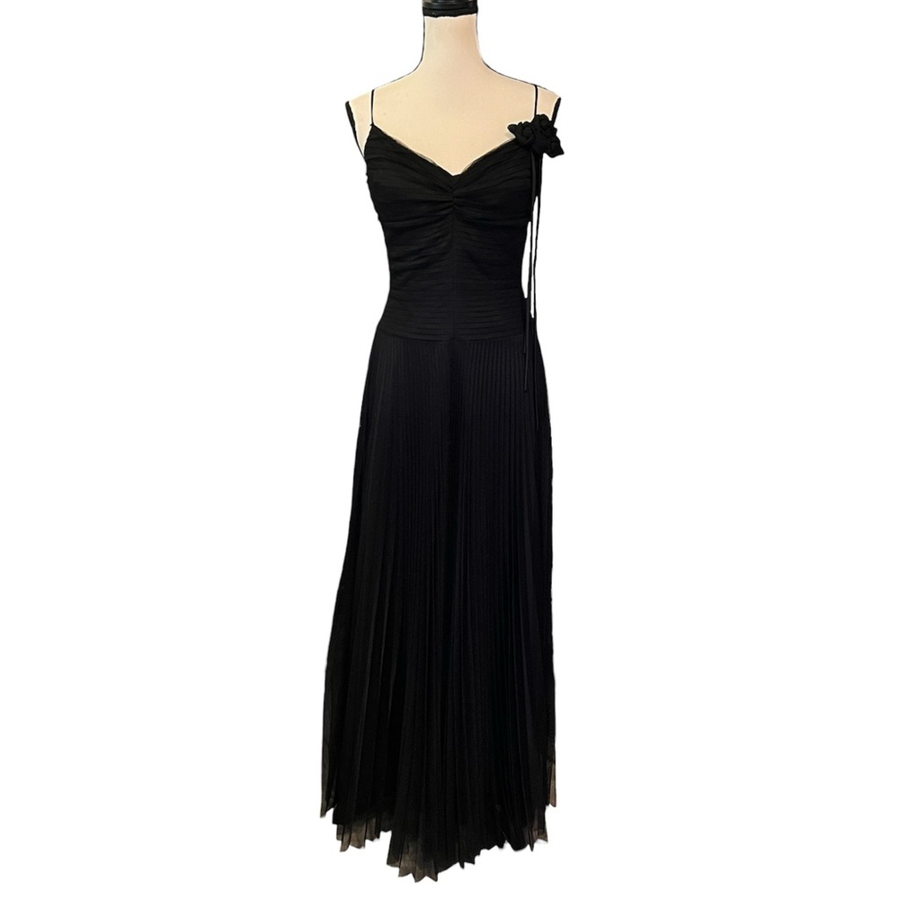 Vintage Betsey Johnson Evening Sheer Mesh Pleated Formal Maxi Dress
